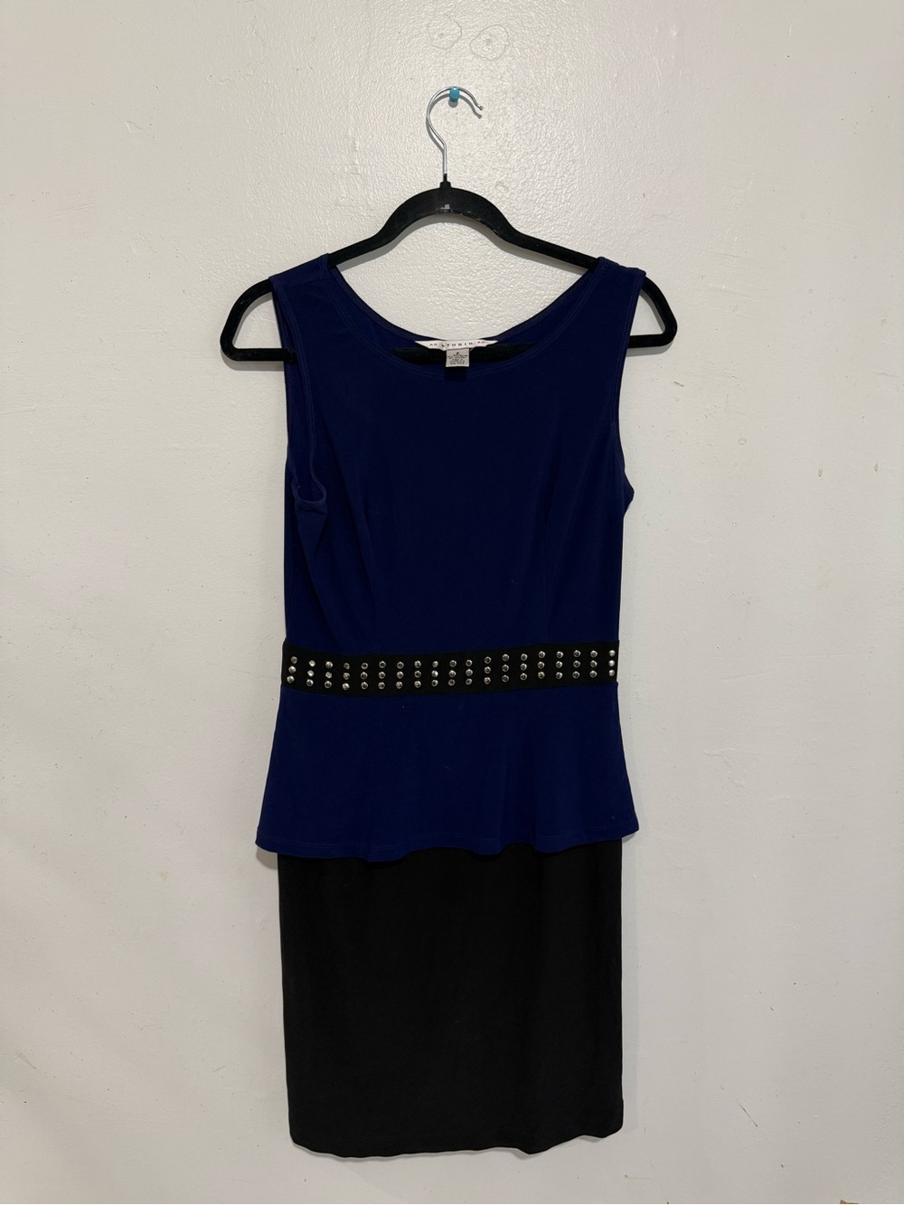 Studio Navy Sleeveless Peplum Tank with Studded Waist